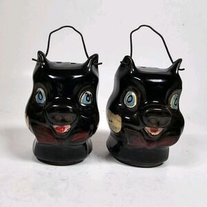 Norcrest Japan Vintage Pig Salt And Pepper Shakers W/Metal Handles Read‎ J2